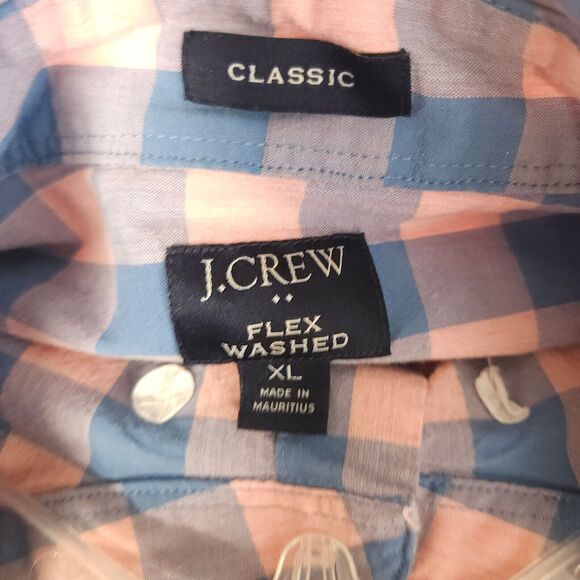 J Crew Men XL Pink Blue Plaid Flex Washed Long Sleeve Button Up Down Shirt - Picture 3 of 7